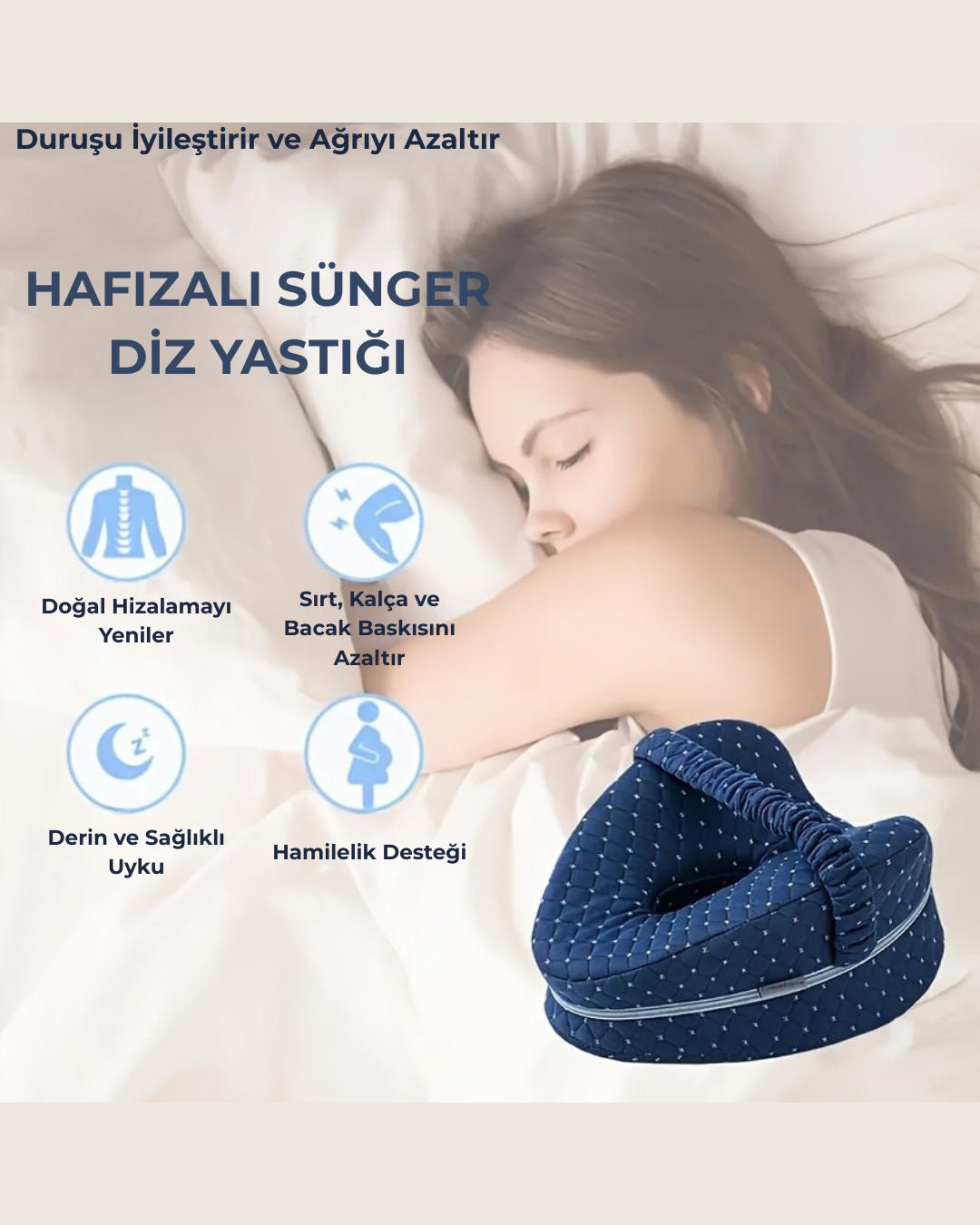 Bel, Kalça ve Diz Destekli Ortopedik Yastık